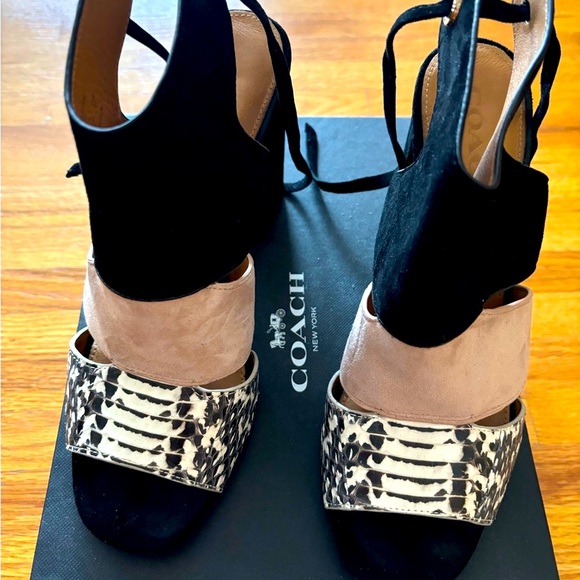 Minetta Land Heel Sandals snake/suede Black Black/White 9 - Picture 11 of 11